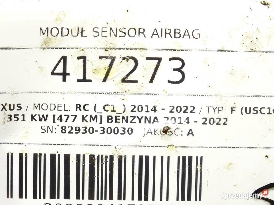 MODUŁ SENSOR AIRBAG LEXUS RC 8293030030 CZUJNIK podkarpackie