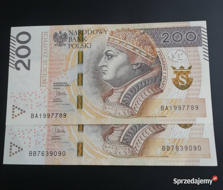 Banknot 200zl z 2015r seria AAABBBBA UNC Numizmatyka Bytom
