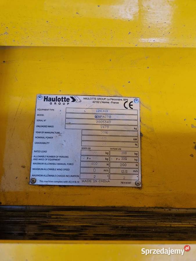 Haulotte Compact 12 m podnośnik nożycowy zwyżka podkarpackie Sanok