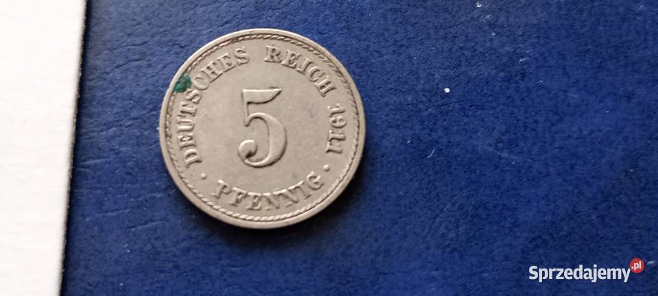Stare monety 5 fenig 1911 A NIemcy Lesko