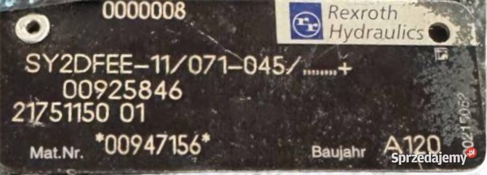 Rexroth hydraulics SY2DFEE11071045 00947156 Układ hydrauliczny Poznań sprzedam