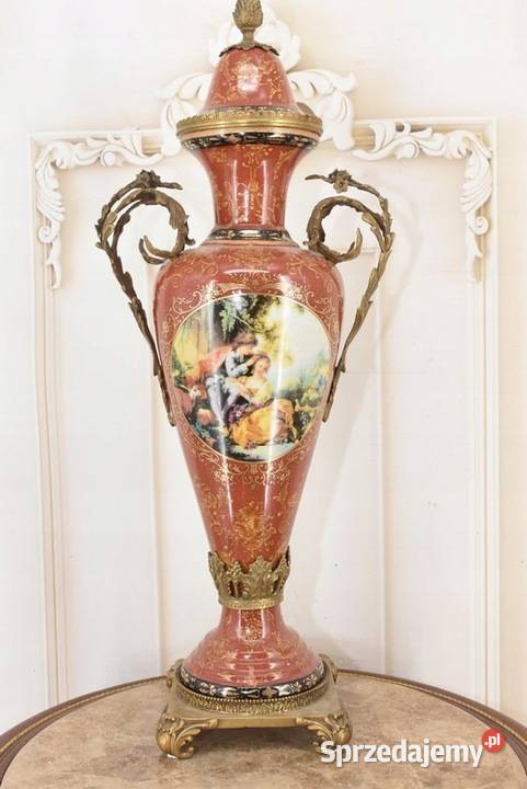 Porcelanowa Czerwona Waza Amfora Porcelana Brąz małopolskie Kraków