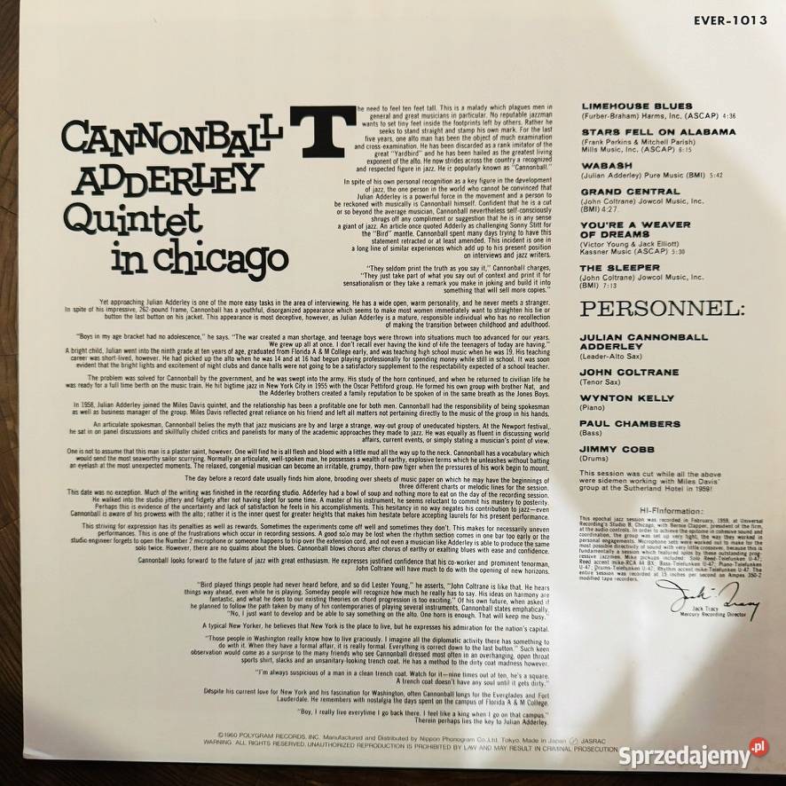 Cannonball Adderley In Chicago NMNM Japan LP pomorskie Gdynia sprzedam