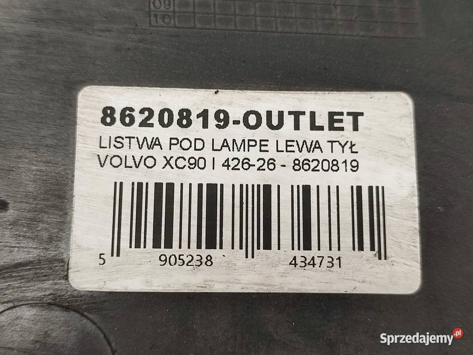 LISTWA POD LAMPE LEWA TYŁ VOLVO XC90 I 42626 Listwy i nakładki