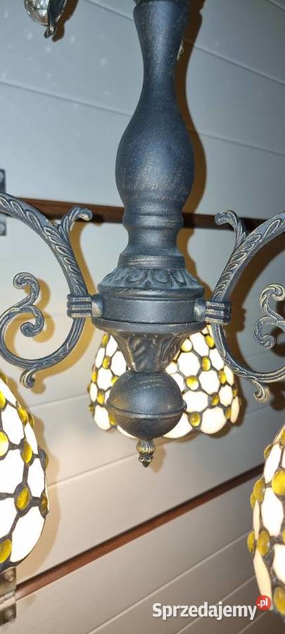 Lampa żyrandol witrażowa Tiffany Kaliska
