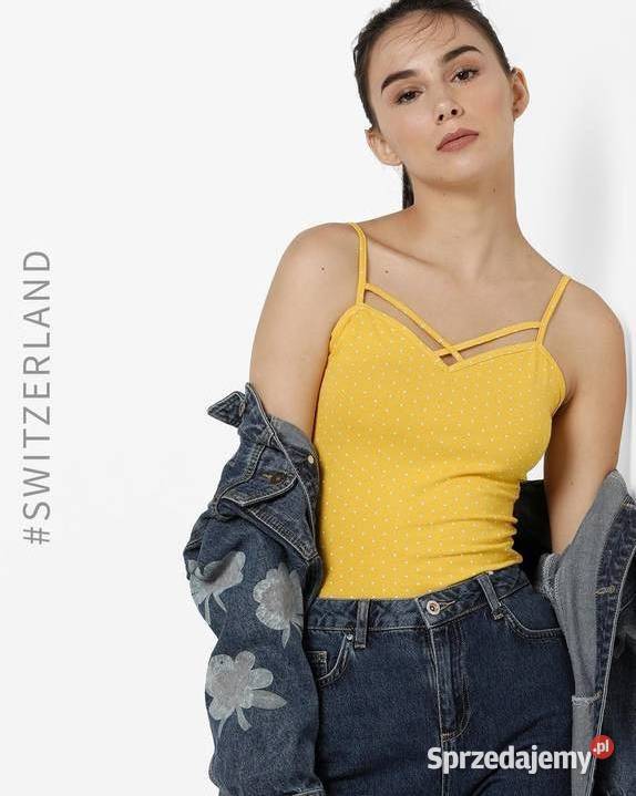 żółty top Tally Weijl xxs 32 xs 34 gładki dekolt Inowrocław sprzedam