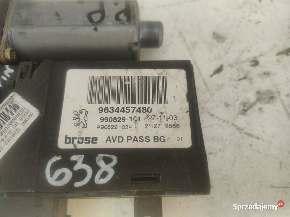 MECHANIZM PODNOŚNIK SZYBY PRAWY PRZÓD PEUGEOT Mechanizmy opuszczania szyb