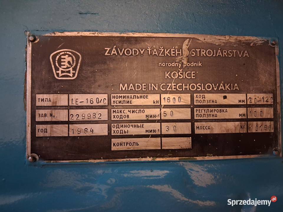 Prasa mimośrodowa ZTS LE 160C 9300000 Netto Krobia