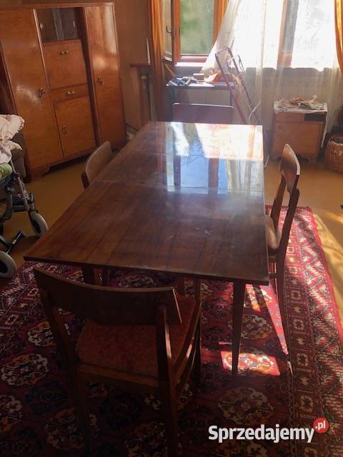 Rozkładany stół patyczak do jadalni z okresu PRL Antyki, Sztuka, Kolekcje Kalwaria Zebrzydowska