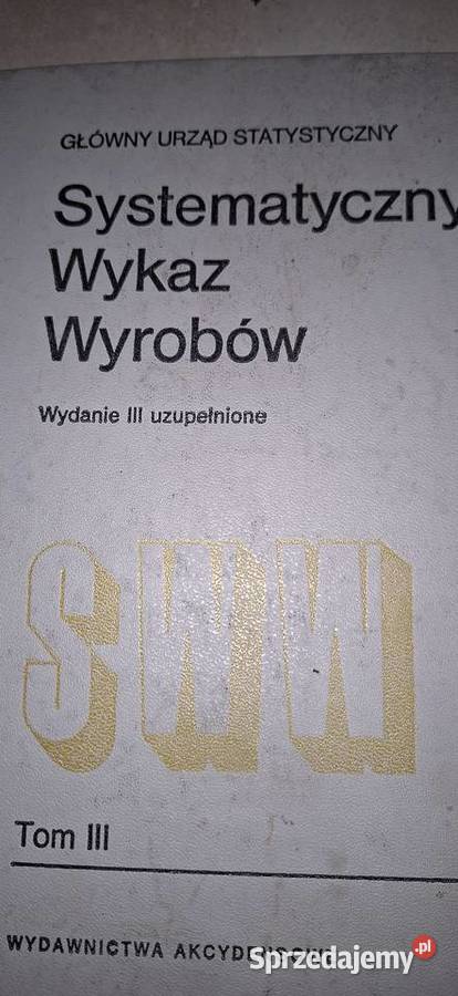 Systematyczny Wykaz Wyrobów GUS Tom III wydanie Łęczyca