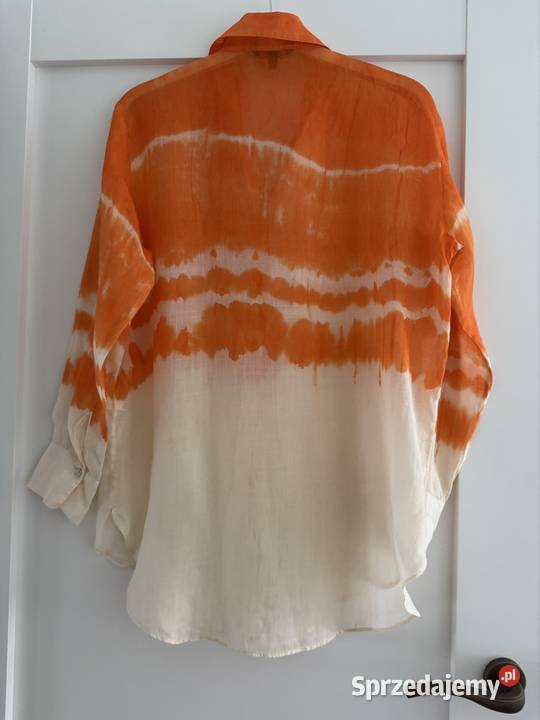 Koszula damska XS pomarańczowa Massimo Dutti len z kołnierzykiem Częstochowa
