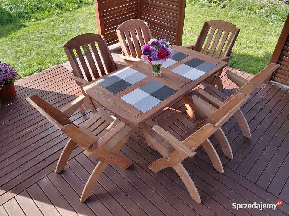 Komplet meble ogrodowe drewniane tarasowe Typ X Architektura ogrodowa Kalety