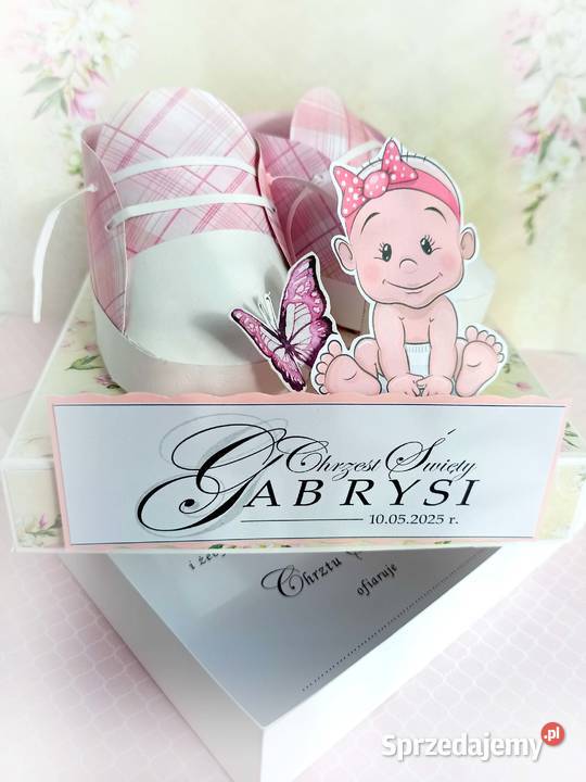 Kartka na Chrzest Pudełko z kartką Exploding box Połomia