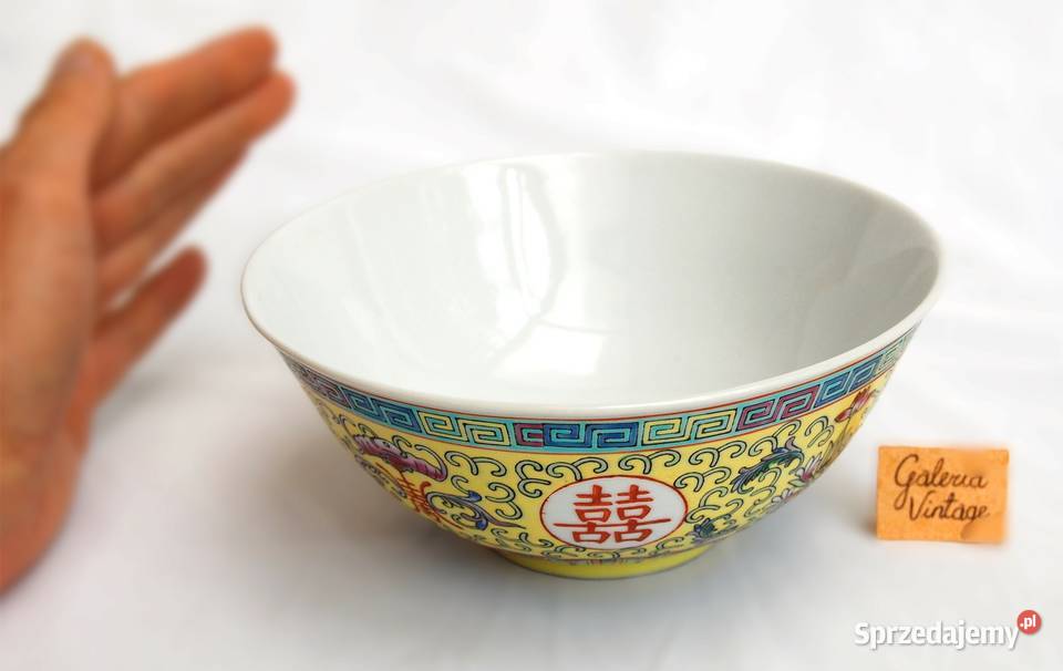 Chińska miska żółta ręcznie malowana porcelana Lublin