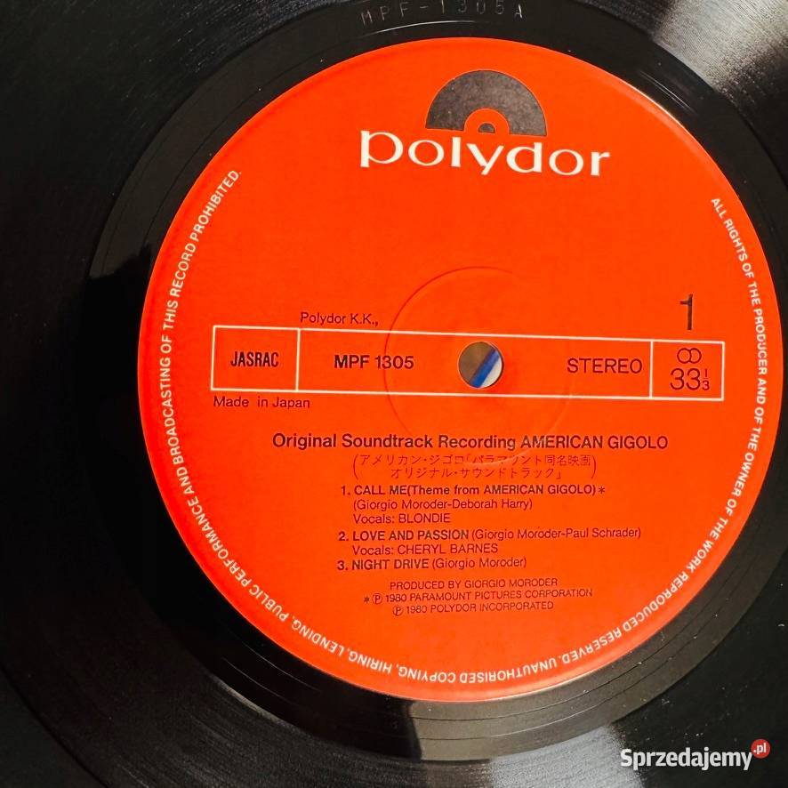 Giorgio Moroder OST American Gigolo EXEX Japan Katowice sprzedam