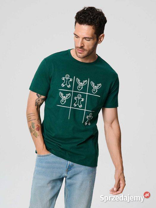 tshirt męski ze świątecznym nadrukiem Sinsay małopolskie Olkusz