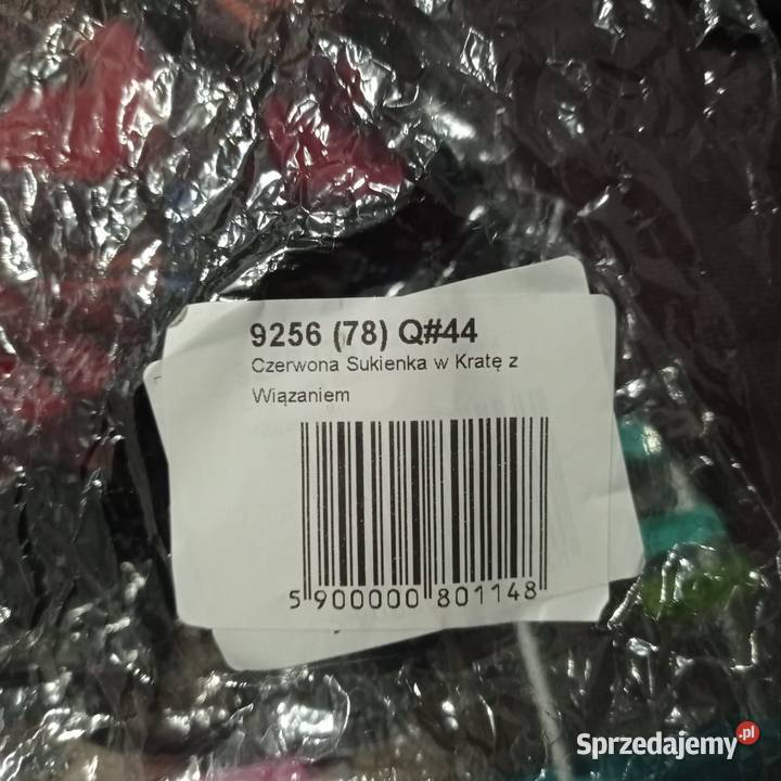 CZERWONA SUKIENKA W KRATĘ Z WIĄZANIEM Fabbricato czarny Kamień Pomorski