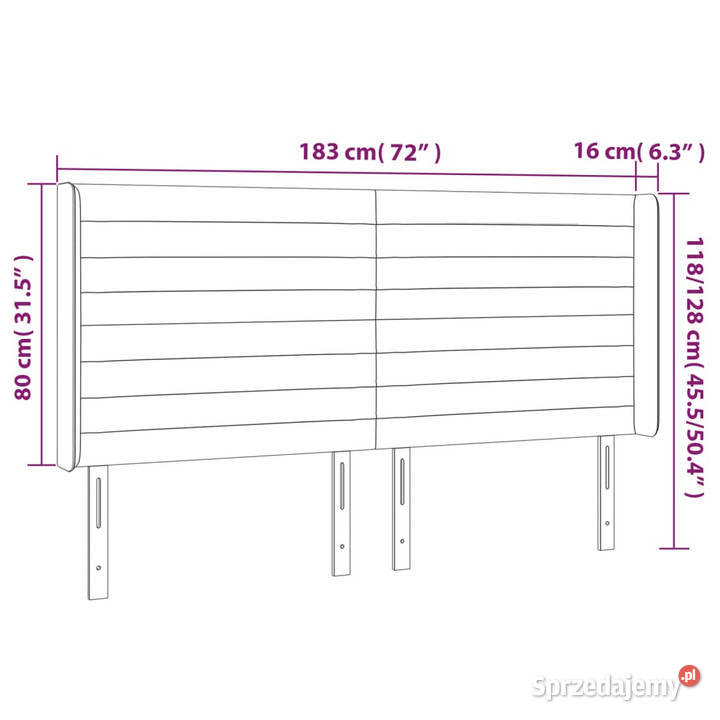 Zagłówek do łóżka z LED jasnoszary 183x16x118128 mazowieckie Warszawa