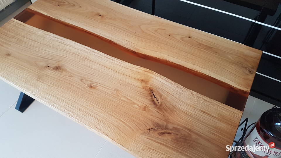 Stolik kawowy dębowy stolik żywica rzeka Warszawa