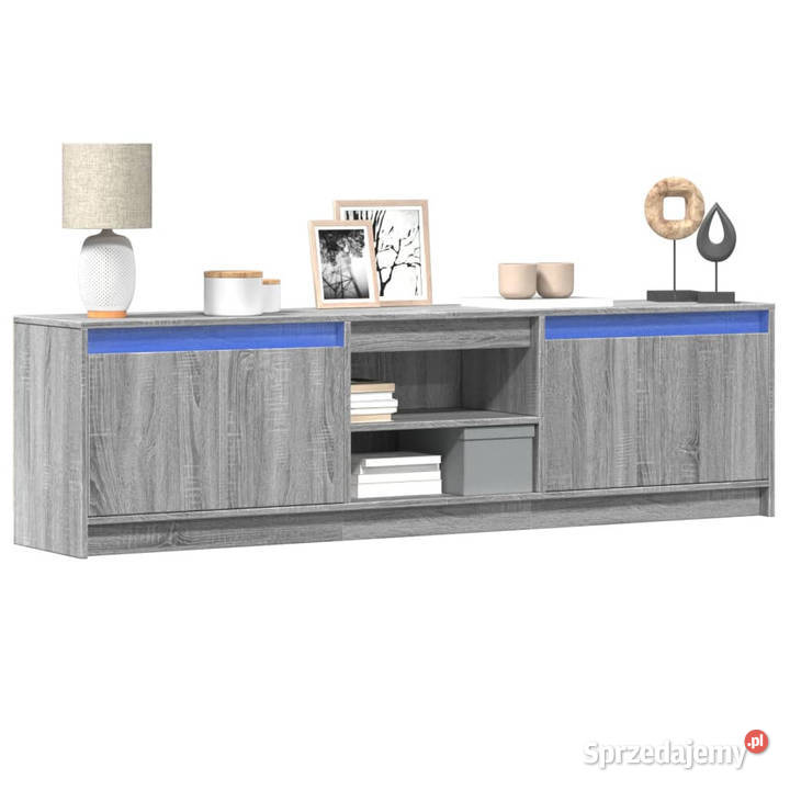 Szafka pod TV z LED szary dąb sonoma 180x34x50 RTV Warszawa