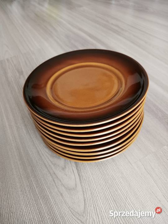 Talerzyki deserowe brązowe porcelit Tułowice PRL Kraków sprzedam