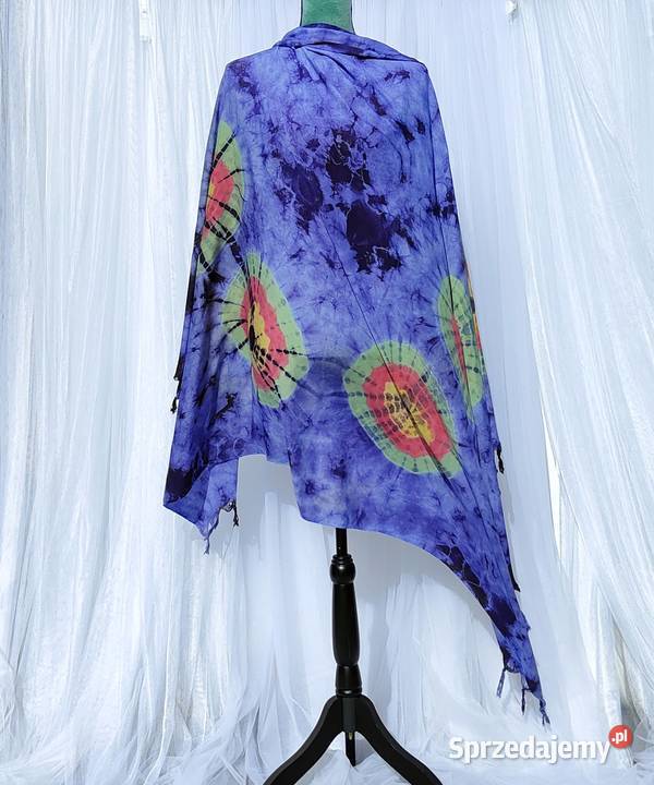 Duża chusta szal tie dye barwiona boho bohemian Dla kobiet Szczecin