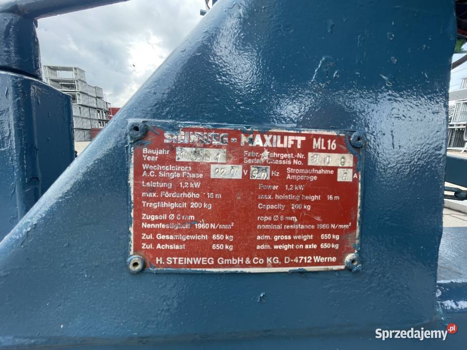 Winda dekarska Steinweg ML16 230v drabina Ślesin sprzedam