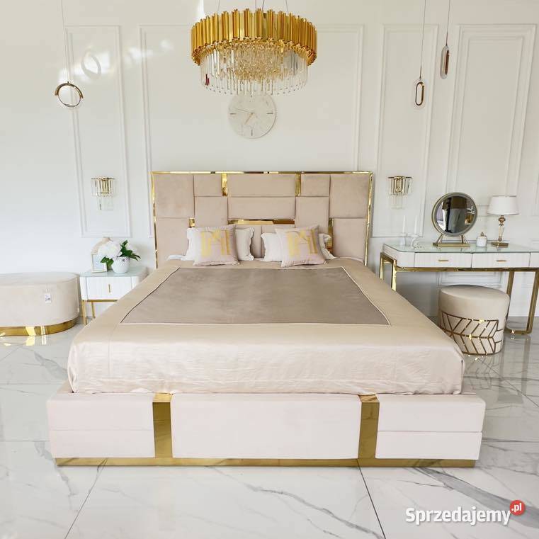 Łóżko Designerskie 180x200 Beżowe Emporio Styl Łóżka Warszawa