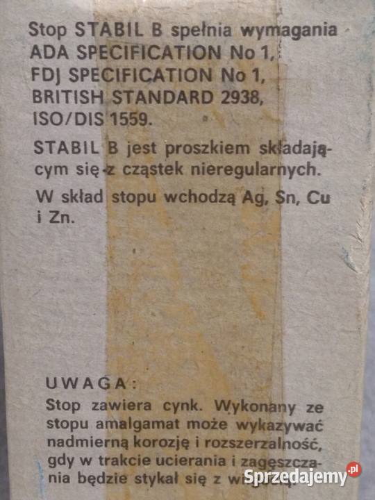 Stabil B Stop Srebra 68 Ag 100 g do amalgamatów Warszawa