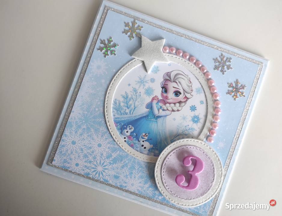 Kartka ręcznie robiona na urodziny Kraina lodu łódzkie Łódź