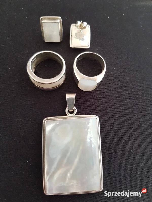 Komplet 925 z masą perłową białą Kraków