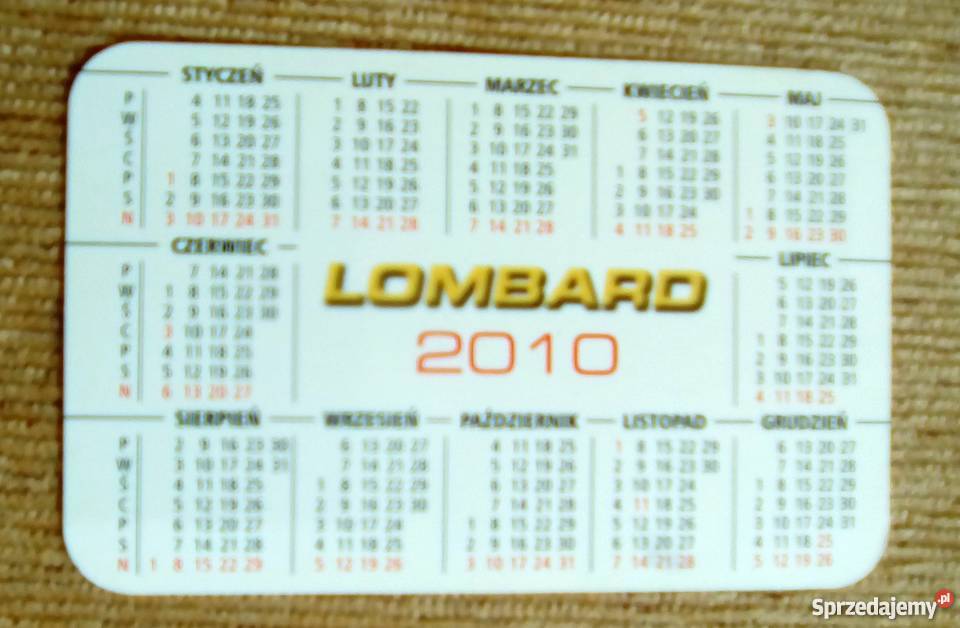 KALENDARZYK LISTKOWY 2010 LOMBARD Piszczac
