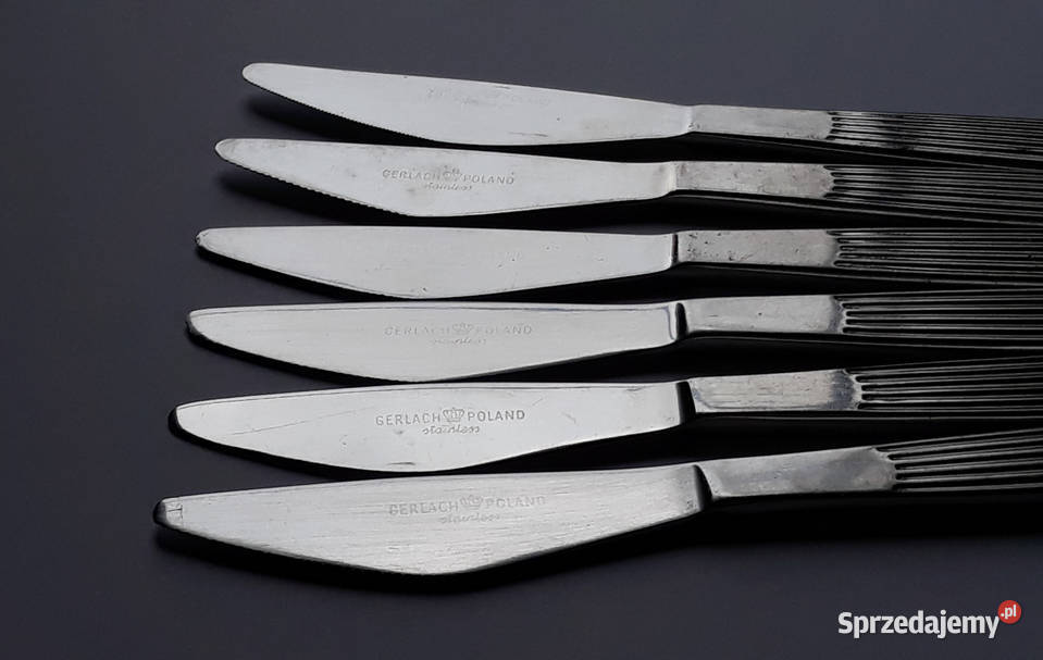 Noże 4 PASECZKI PASKI Gerlach sztućce PRL śląskie Dąbrowa Górnicza