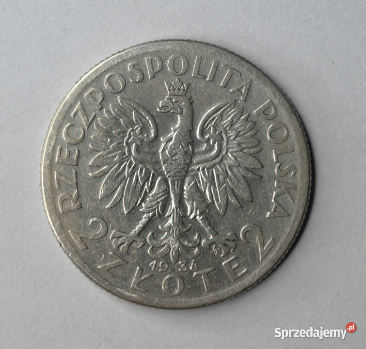 Moneta 2 1934r Głowa kobiety Srebro Włocławek