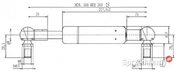 Sprężyna gazowa L340 mm 100N Stabilus CA903442 Kamionna