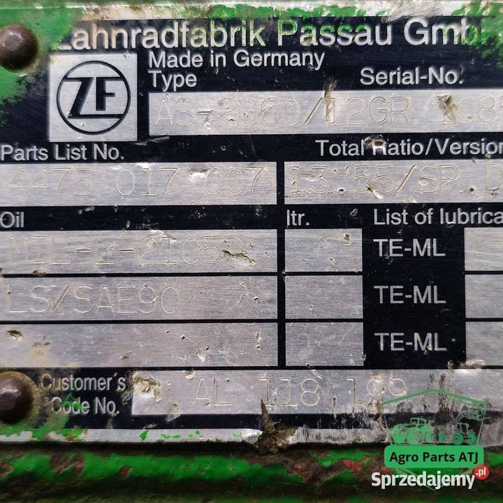 Zwolnica ZF APL2060 AS2060 Zwrotnica Piasta Ciechanowiec