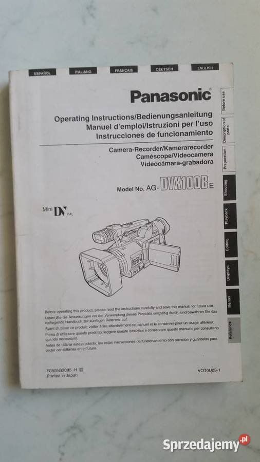 Instrukcje kamer video PANASONICSONY lubelskie Puławy