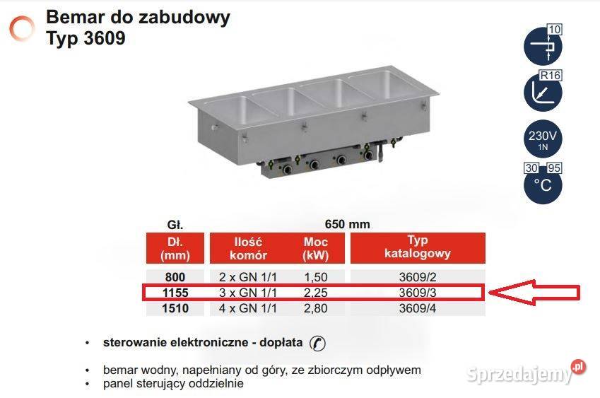 Wanna bemarowa Bemar do zabudowy Typ 3609 3 x Gastronomia Pszczyna