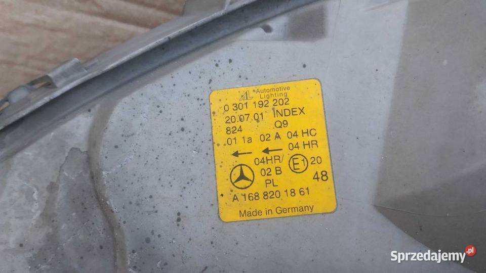 Lampa Przód Prawa Mercedes W168 AKlasa 0104r Lampy przednie