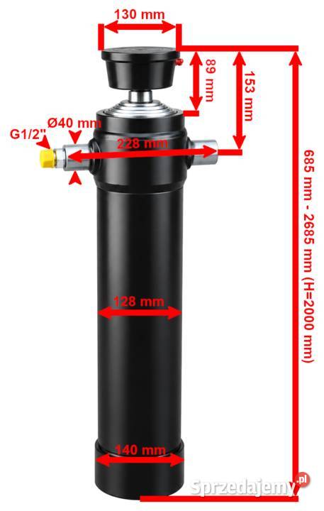 SIŁOWNIK HYDRAULICZNY WYWROTU PRZYCZEPY 10T 2000 Solec Kujawski