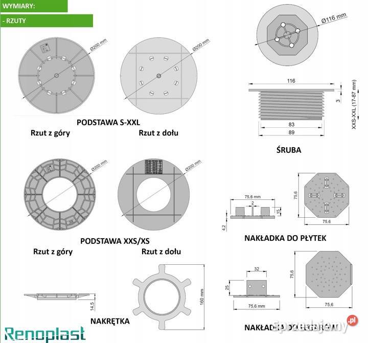 Renoplast wspornik tarasowy RENOPAD XS wys 24mm Warszawa