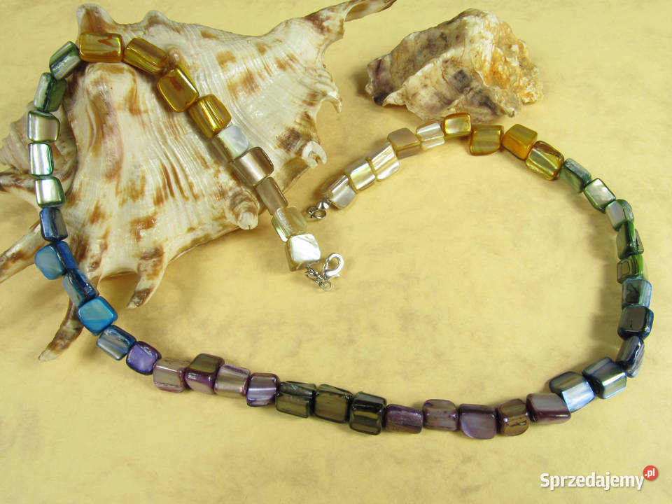 Naszyjnik czarny fioletowy niebieski zielony