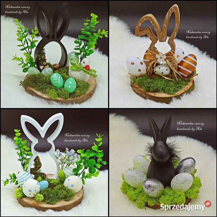 Stroiki Wielkanoc ozdoby prezent ikebana drewno Kutno
