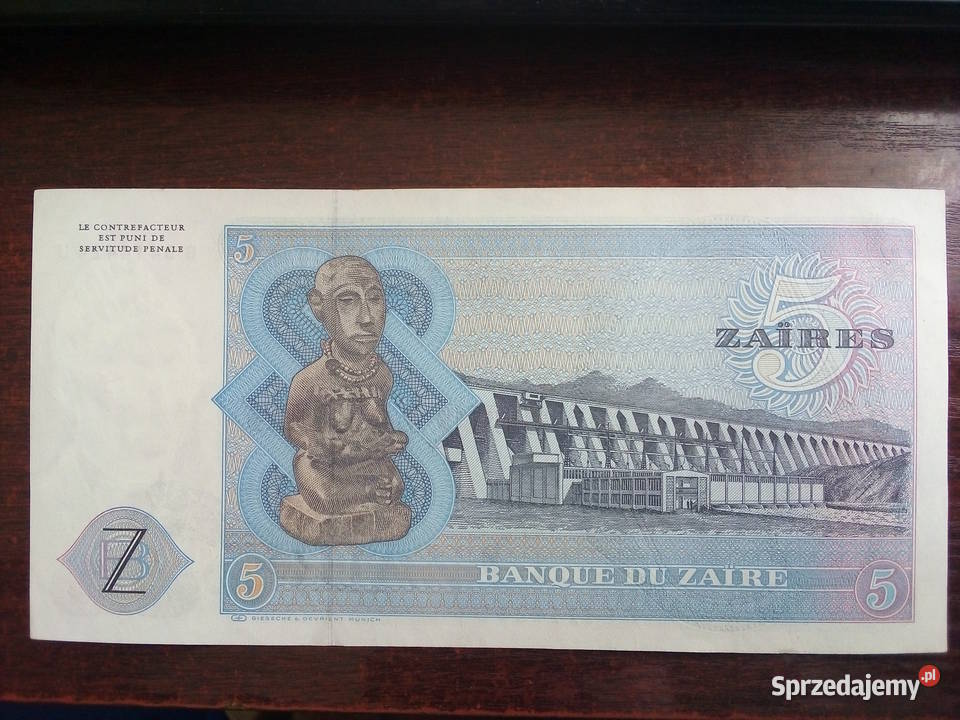 Banknot 5 zairów Zair mazowieckie Płońsk