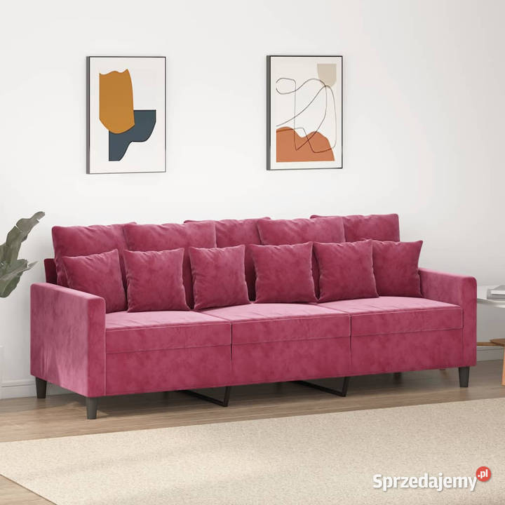 Sofa 3osobowa winna czerwień 180 obita aksamitem Warszawa sprzedam