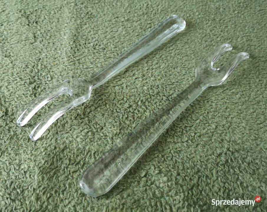 Dwa stare szklane widelce do sałaty śląskie Katowice