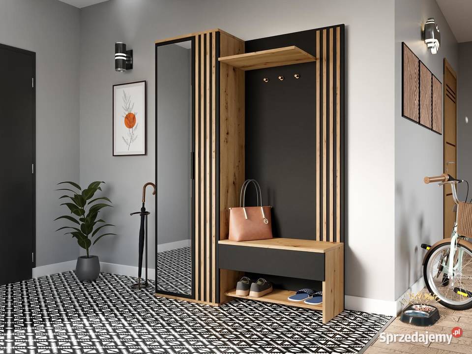 Garderoba Milo 140x200x40 z lamelami biała dąb Wieruszów