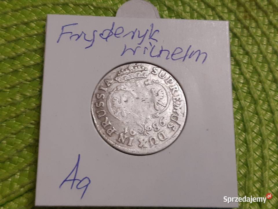 moneta srebrna Prusy Książęce Królewiec z 1686r Antyki, Sztuka, Kolekcje Łomża