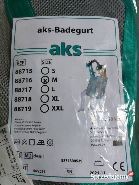 Nowa chusta kąpielowa AKS do podnośnika pacjenta