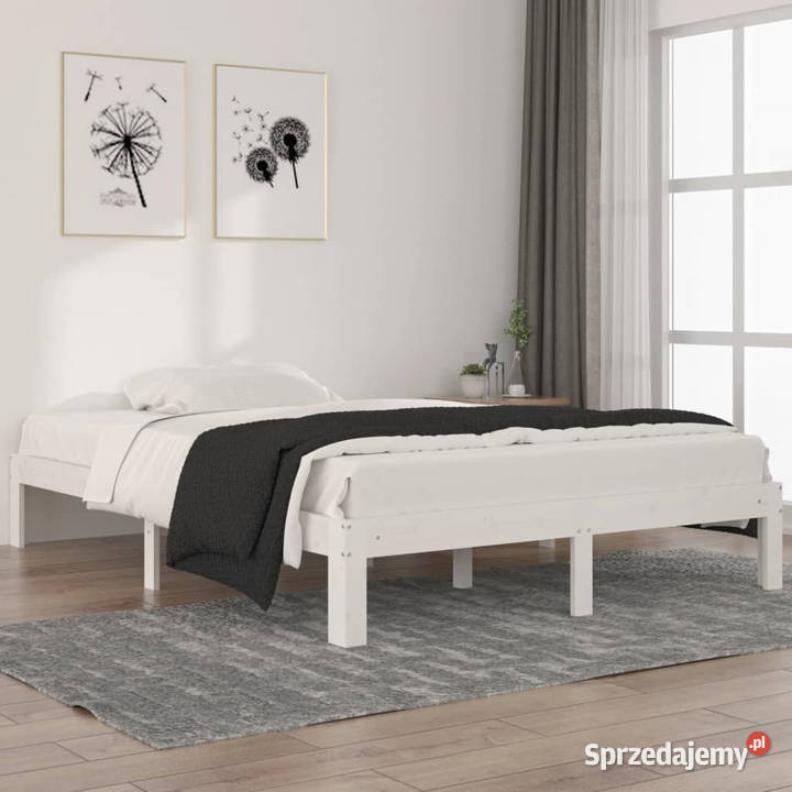 Rama łóżka biała lite drewno sosnowe 140 x 200 Warszawa